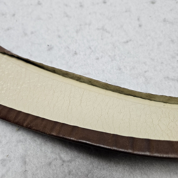 Vintage Brown Leather Waist Belt Size 26 Gold Buckle Roger Van S Classic‎ Clover - Picture 6 of 9